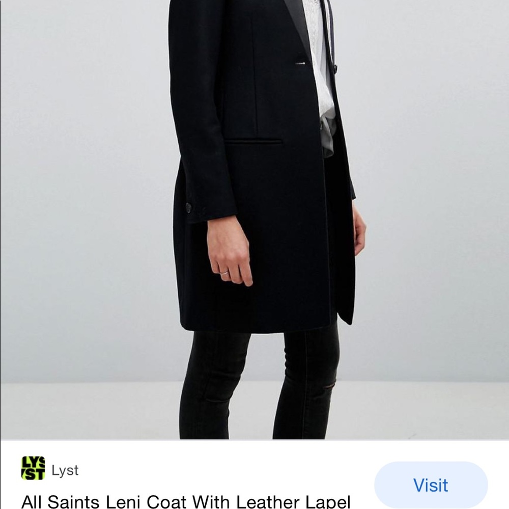 All Saints Leni Coat with Leather Lapel